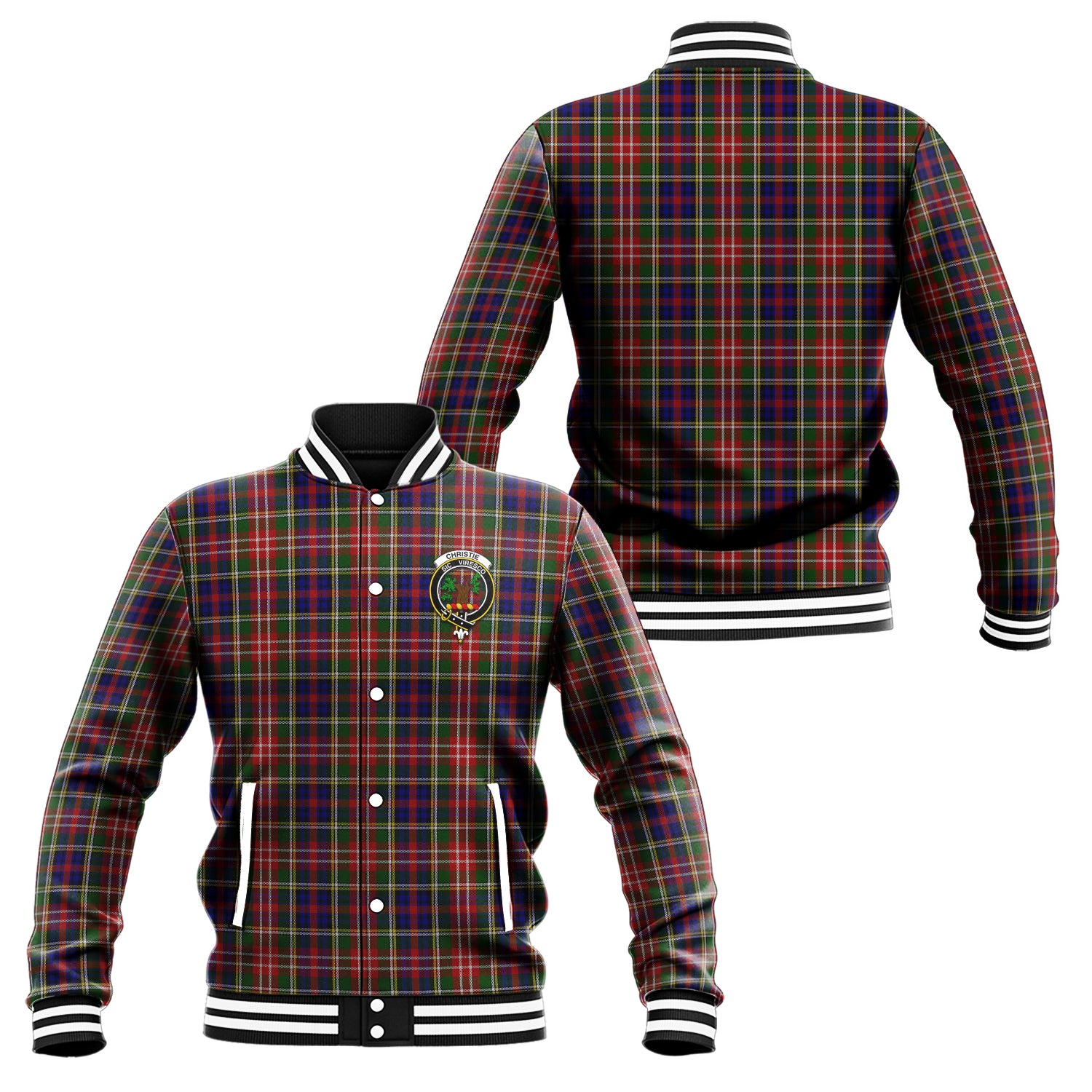 Christie Tartan Baseball Jacket with Family Crest Unisex - Tartan Vibes Clothing