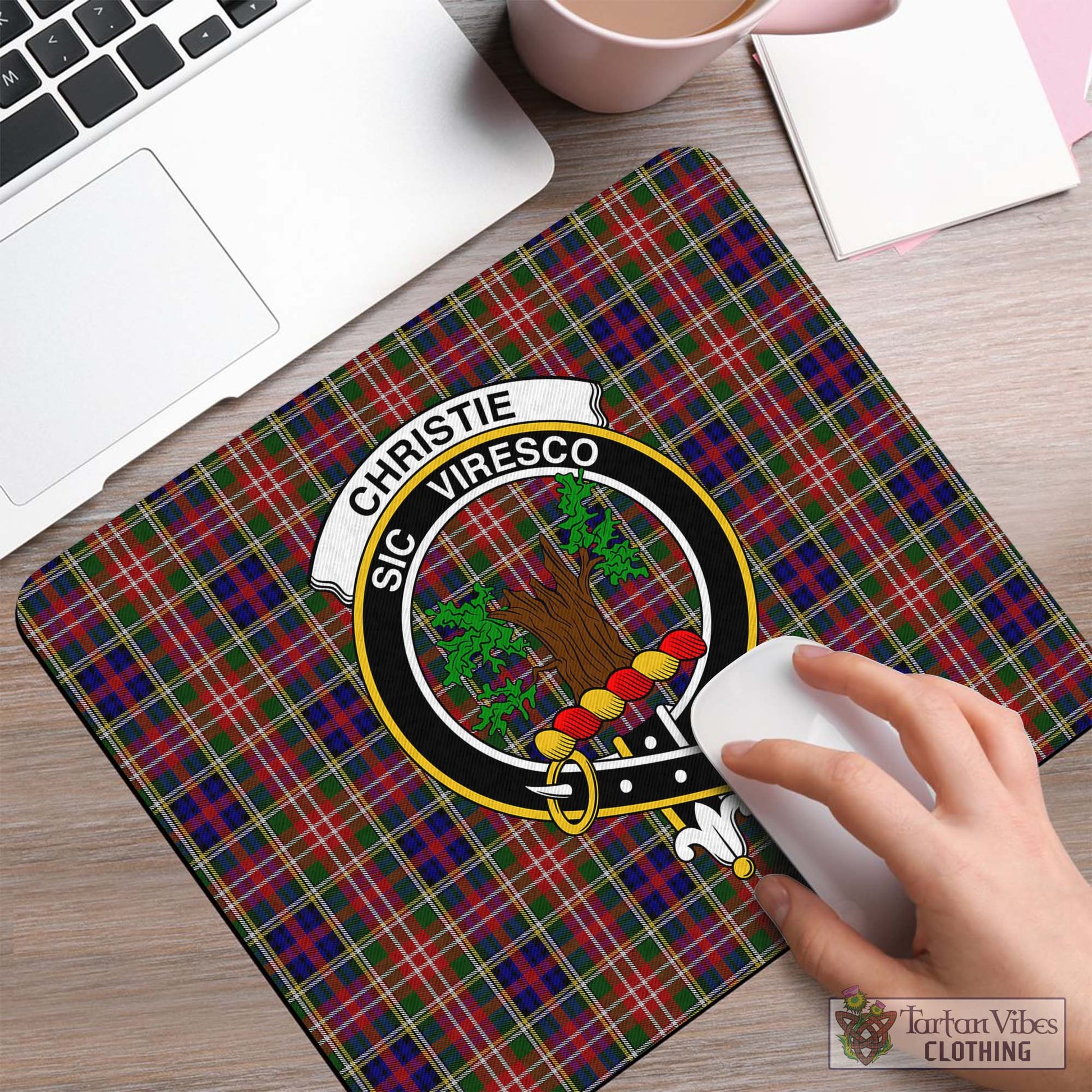 Tartan Vibes Clothing Christie Tartan Mouse Pad with Family Crest