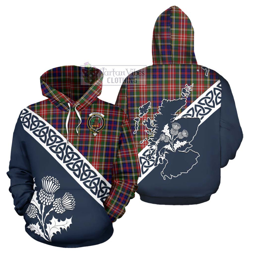 Tartan Vibes Clothing Christie Tartan Hoodie Featuring Thistle and Scotland Map