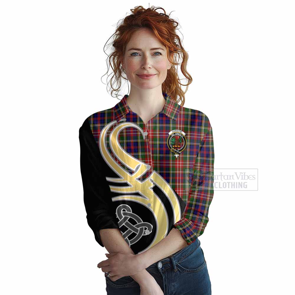 Tartan Vibes Clothing Christie Tartan Women's Casual Shirt with Family Crest and Celtic Symbol Style