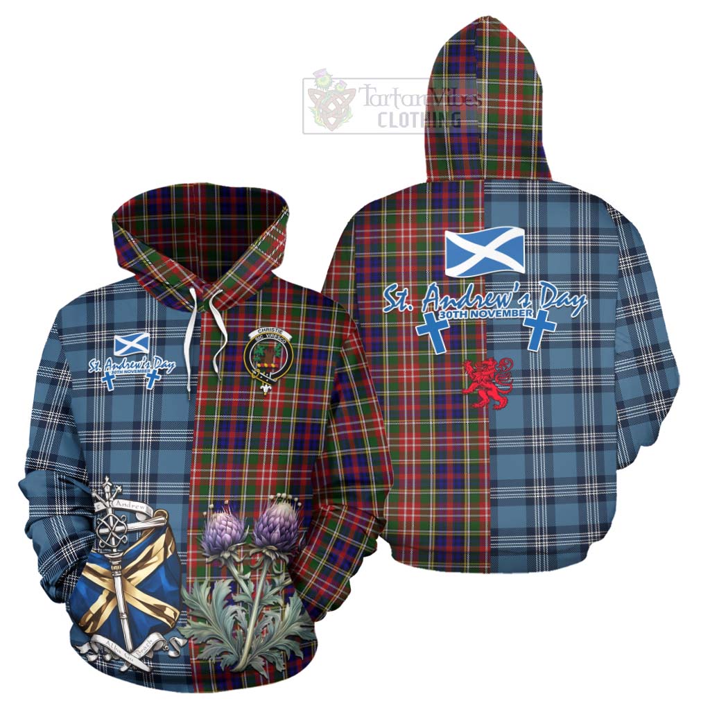 Tartan Vibes Clothing Christie Tartan Hoodie Happy St. Andrew's Day Half Tartan Style