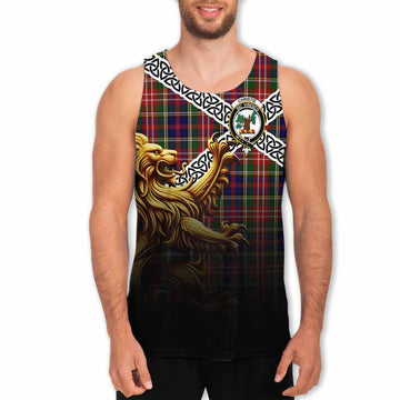 Christie Crest Tartan Men's Tank Top with Golden Lion Emblem Celtic Style Men - Tartan Vibes Clothing