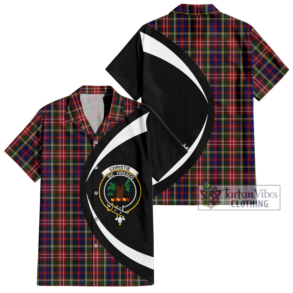 Christie Tartan Short Sleeve Button Up with Family Crest Circle Style Kid - Tartan Vibes Clothing