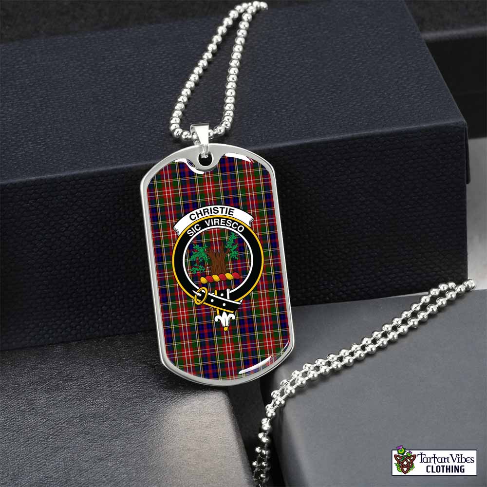 Tartan Vibes Clothing Christie Tartan Dog Tag Necklace with Family Crest