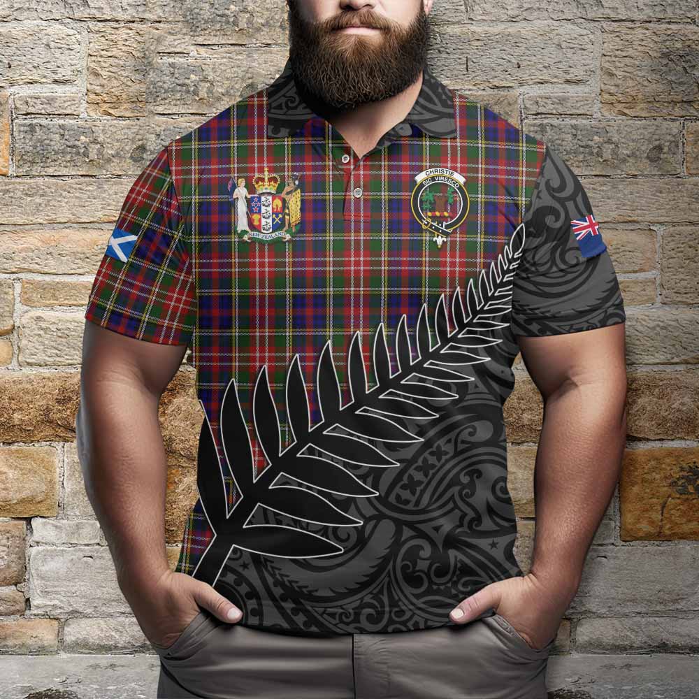 Christie Crest Tartan Polo Shirt with New Zealand Silver Fern Half Style