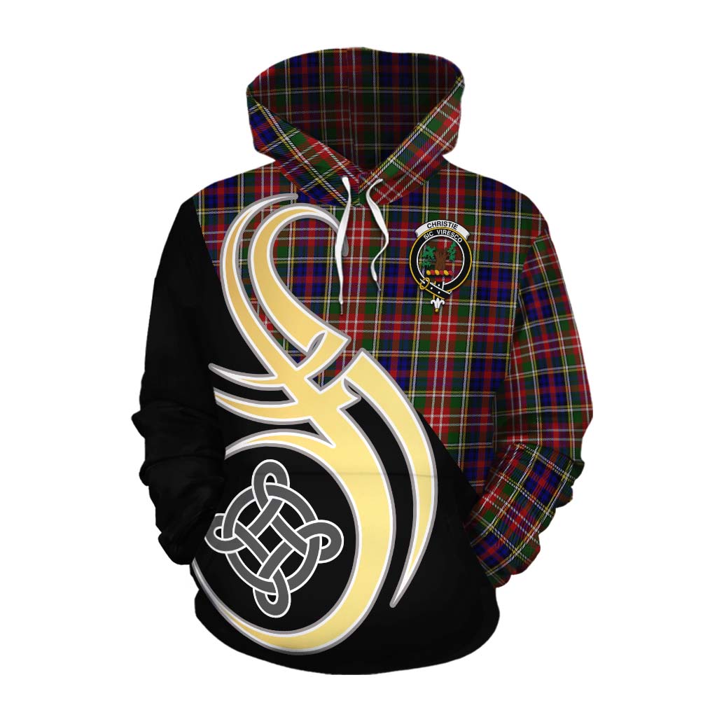 Tartan Vibes Clothing Christie Tartan Cotton Hoodie with Family Crest and Celtic Symbol Style