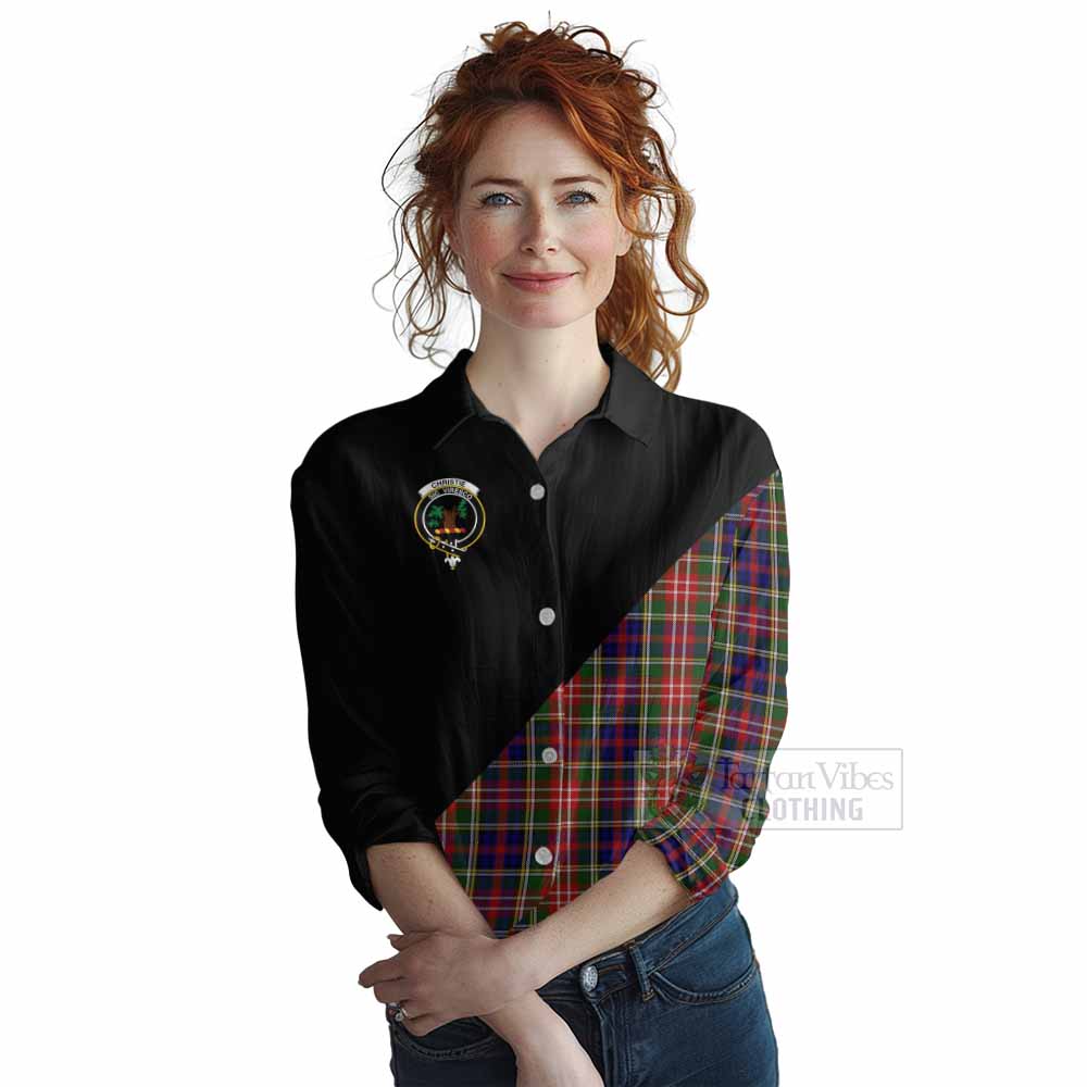 Tartan Vibes Clothing Christie Tartan Women's Casual Shirt with Family Crest and Military Logo Style