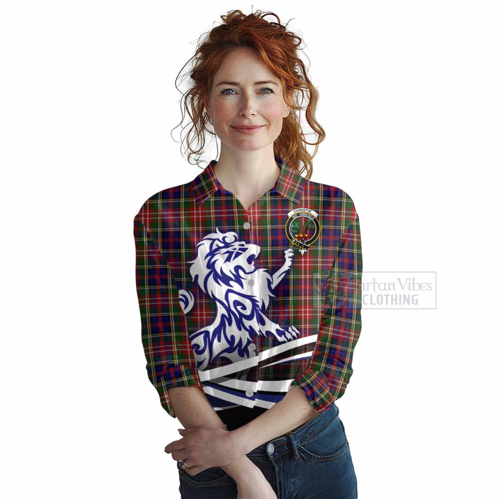 Tartan Vibes Clothing Christie Tartan Women's Casual Shirt with Alba Gu Brath Regal Lion Emblem