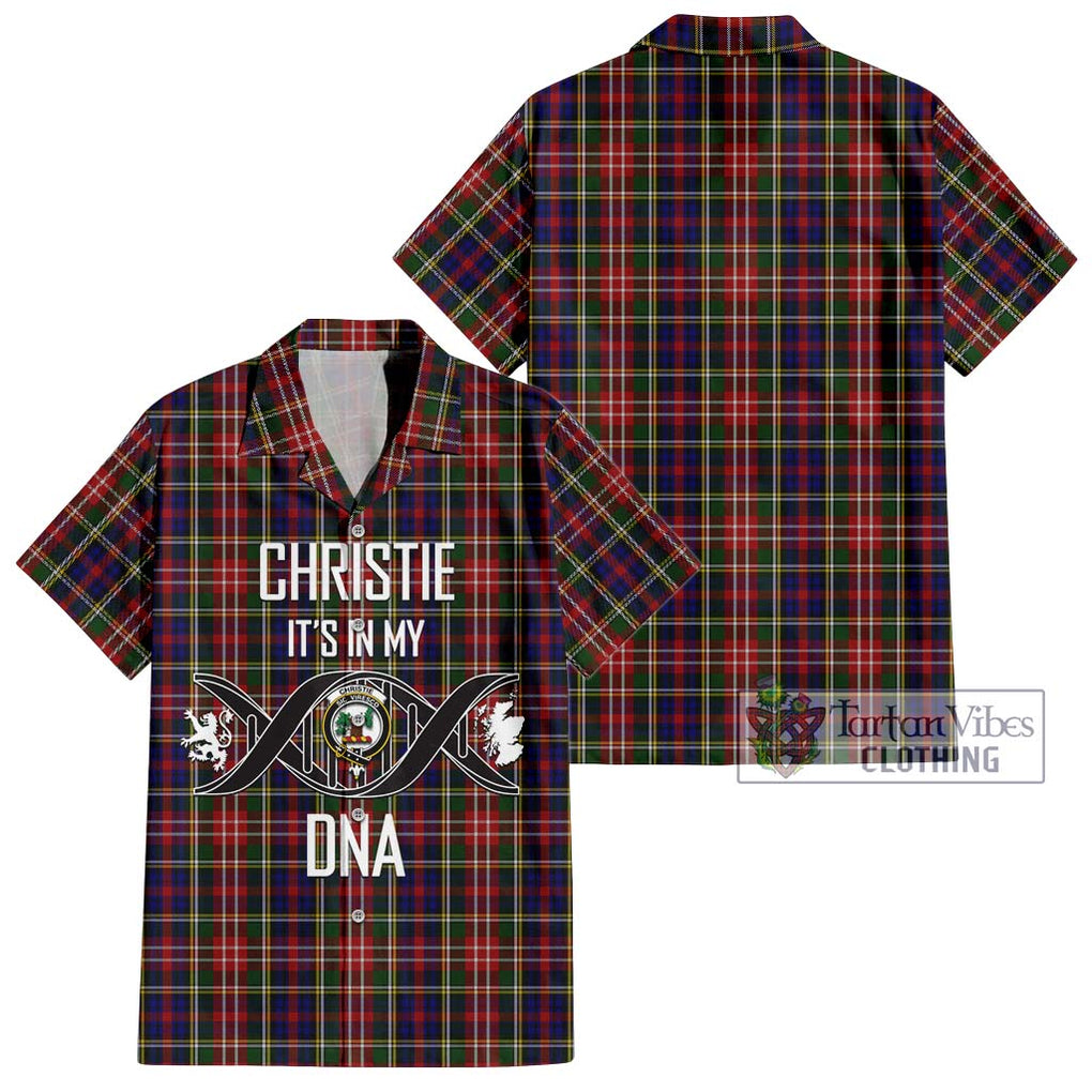 Christie Tartan Short Sleeve Button Shirt with Family Crest DNA In Me Style Kid - Tartanvibesclothing Shop