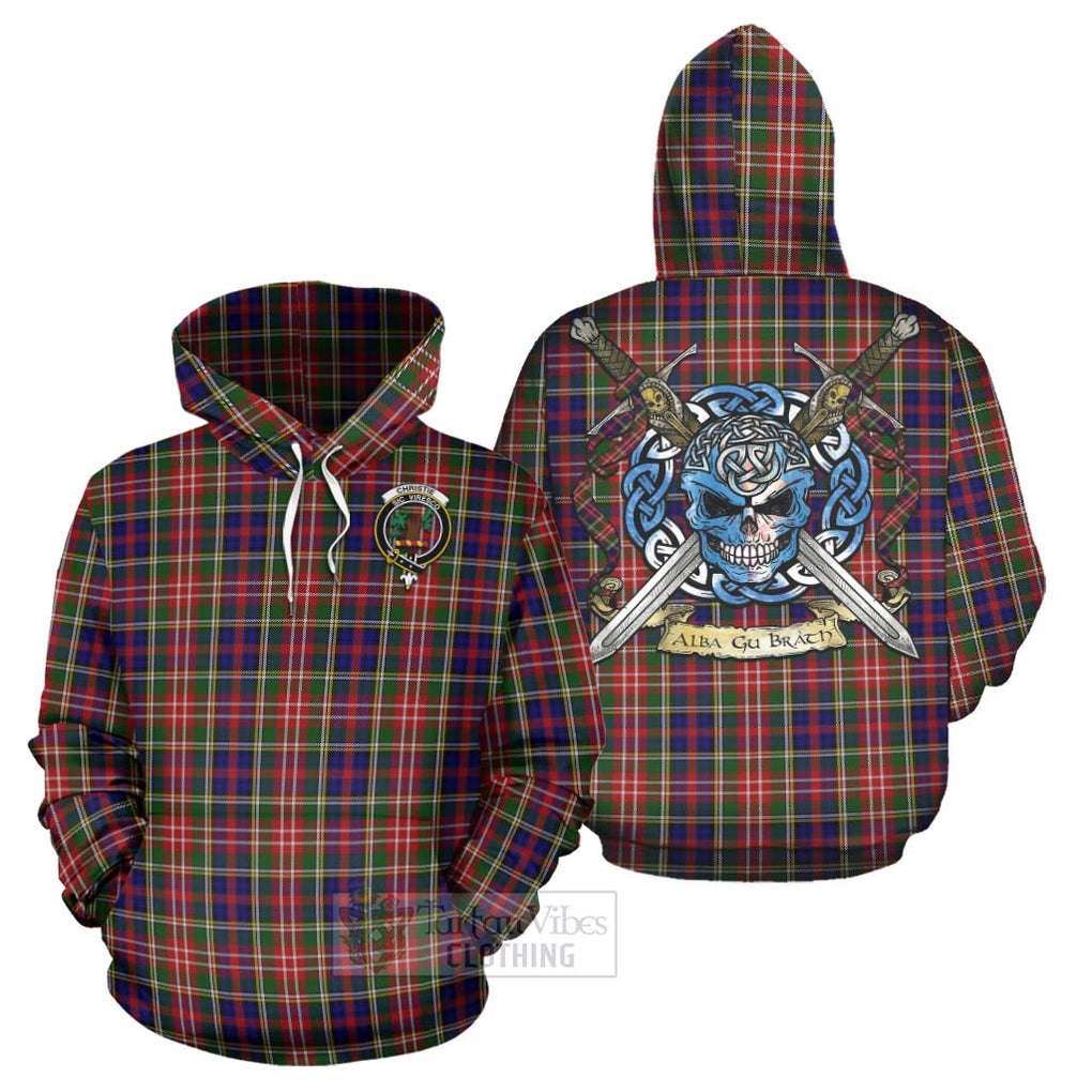 Tartan Vibes Clothing Christie Tartan Hoodie with Family Crest Celtic Skull Style