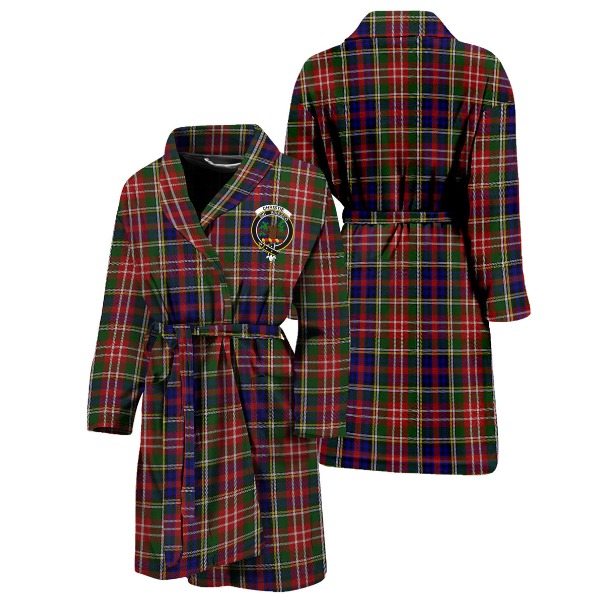 Christie Tartan Bathrobe with Family Crest Unisex S - Tartan Vibes Clothing