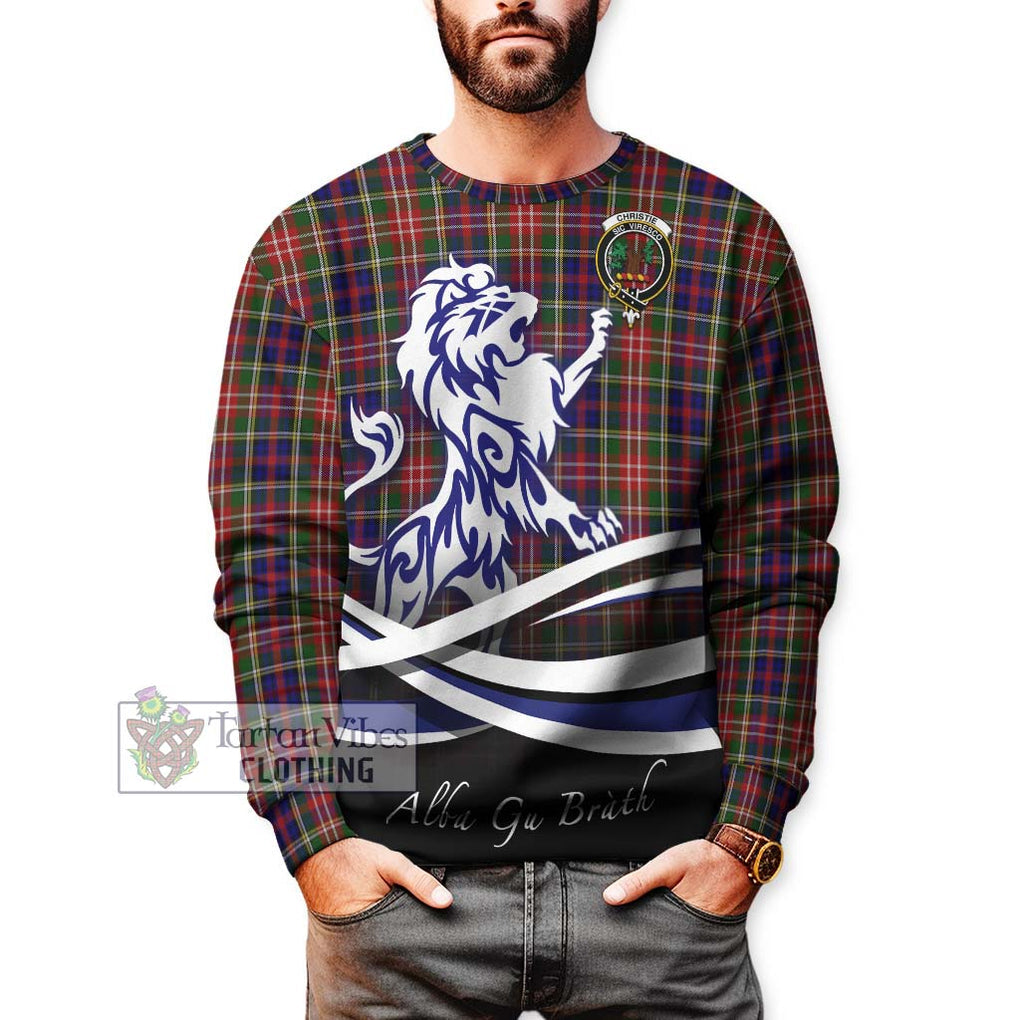 Christie Tartan Sweatshirt with Alba Gu Brath Regal Lion Emblem Unisex - Tartanvibesclothing Shop