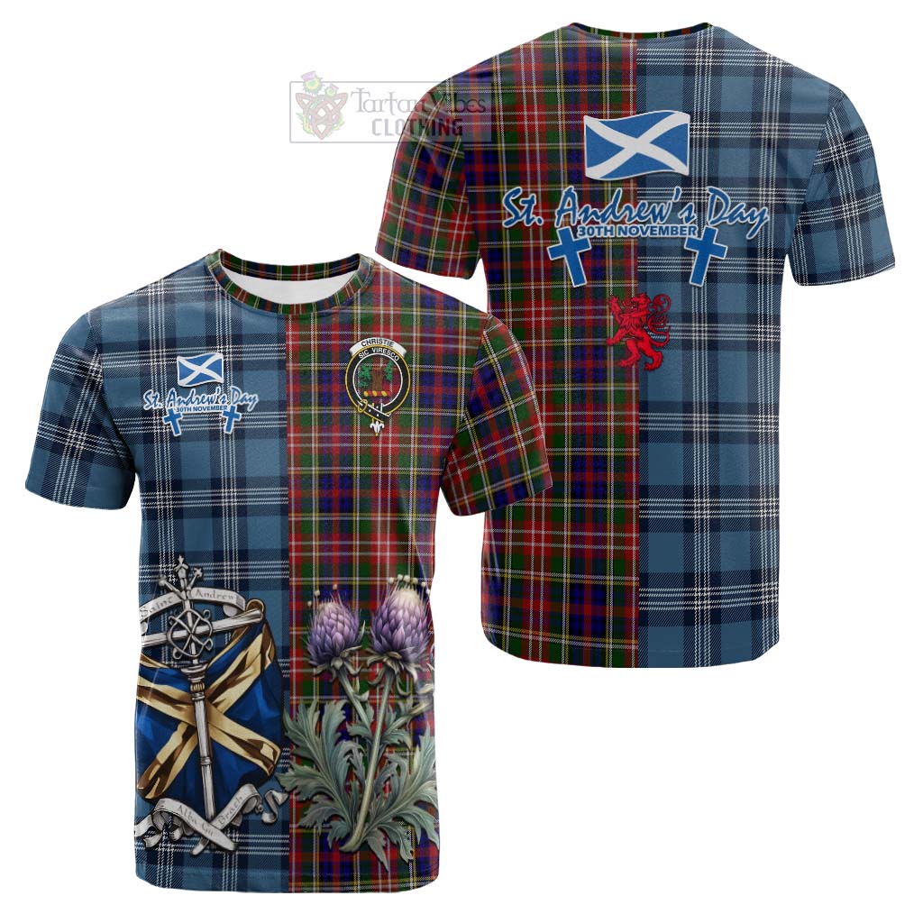 Tartan Vibes Clothing Christie Tartan Cotton T-shirt Happy St. Andrew's Day Half Tartan Style