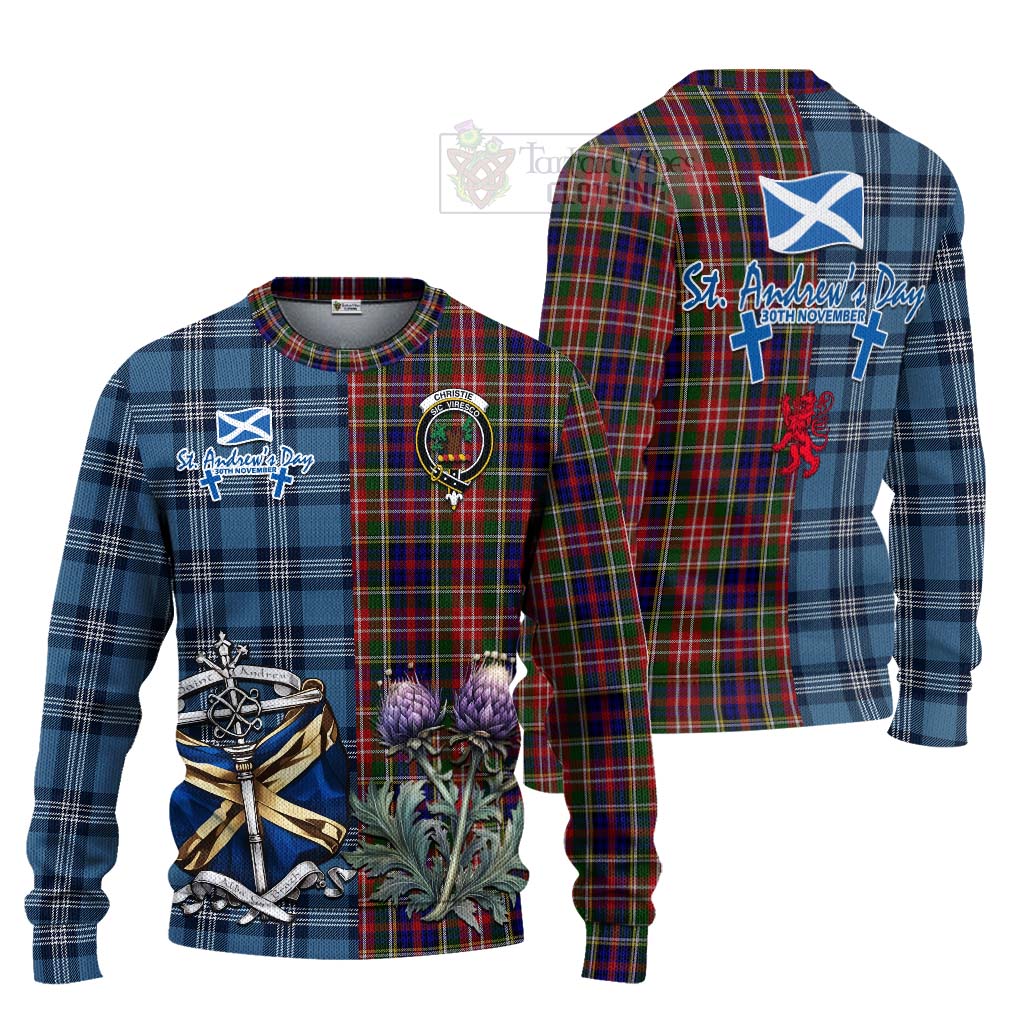 Tartan Vibes Clothing Christie Tartan Knitted Sweater Happy St. Andrew's Day Half Tartan Style