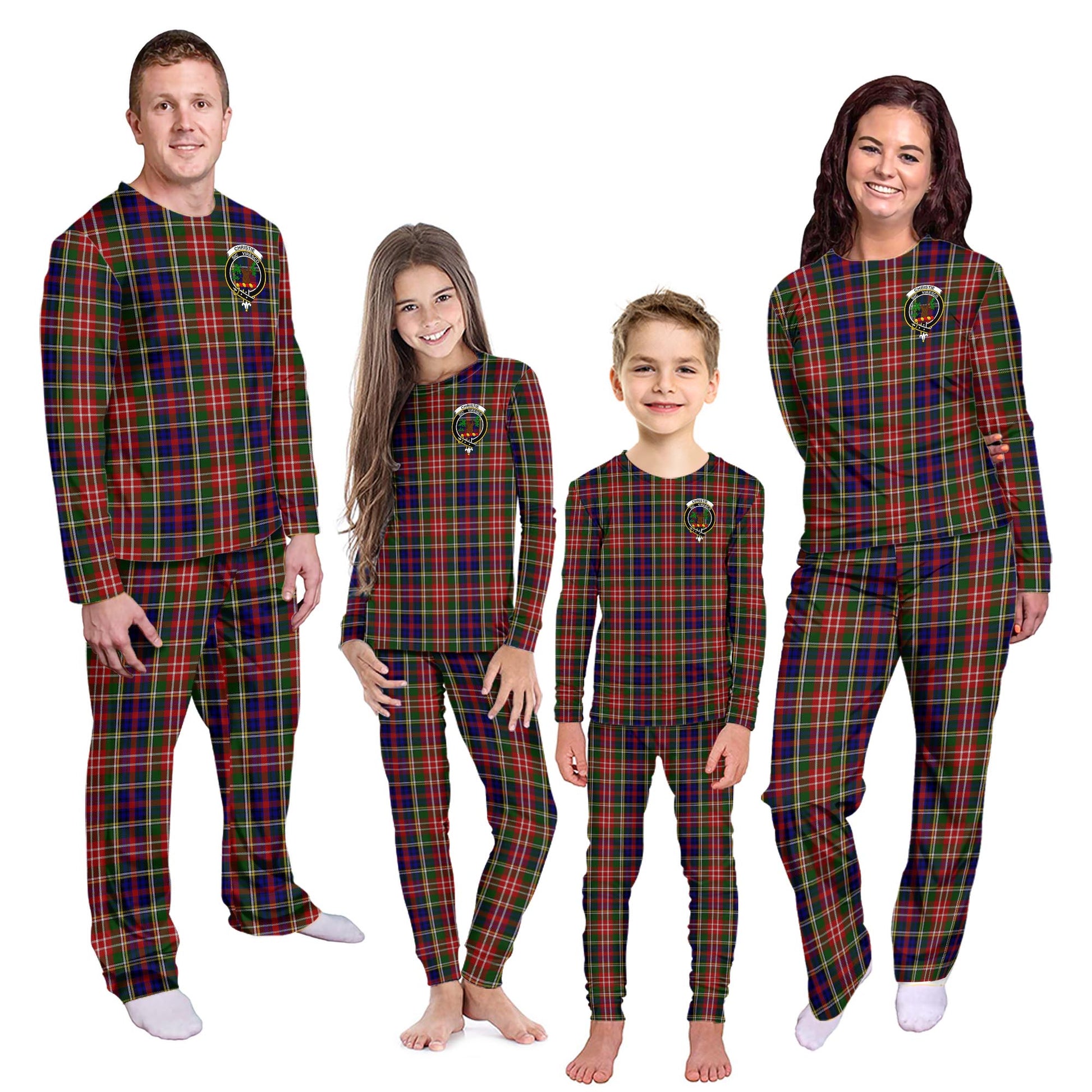 Christie Tartan Pajamas Family Set with Family Crest Kid - Tartan Vibes Clothing