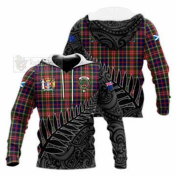 Christie Crest Tartan Knitted Hoodie with New Zealand Silver Fern Half Style