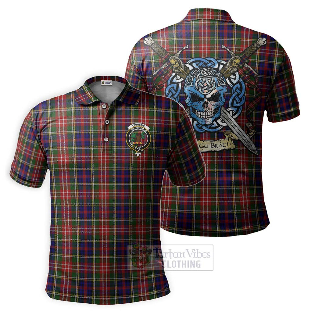 Tartan Vibes Clothing Christie Tartan Polo Shirt with Family Crest Celtic Skull Style