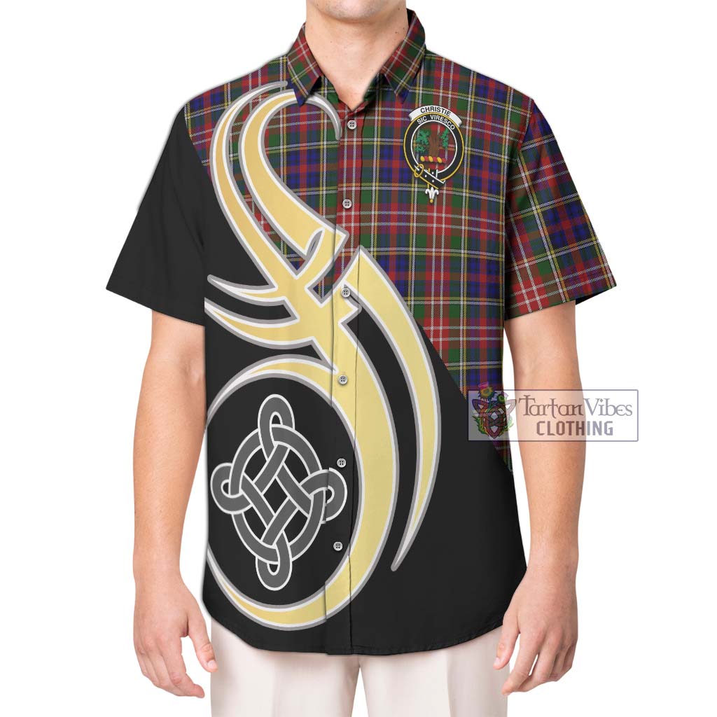 Christie Tartan Short Sleeve Button Shirt with Family Crest and Celtic Symbol Style Kid - Tartan Vibes Clothing