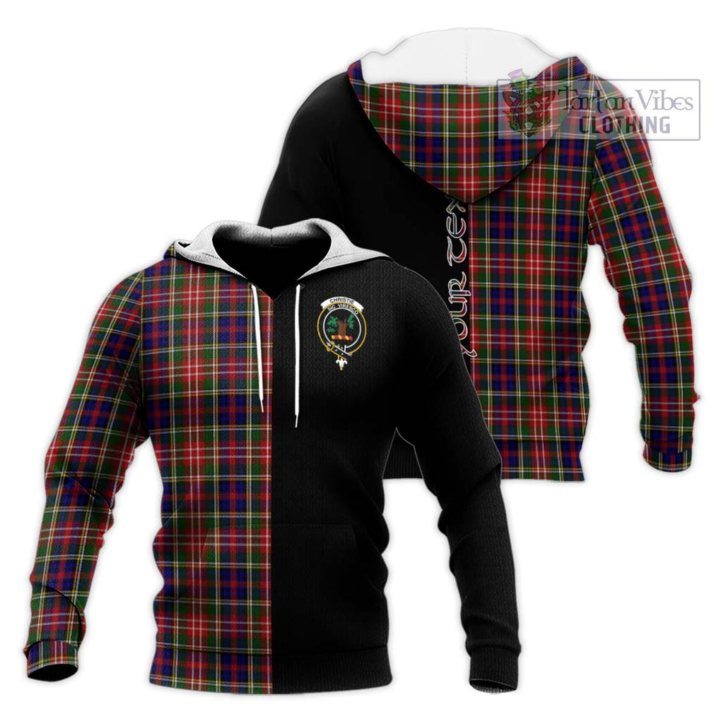 Christie Tartan Knitted Hoodie with Family Crest and Half Of Me Style Unisex Knitted Pullover Hoodie - Tartanvibesclothing Shop