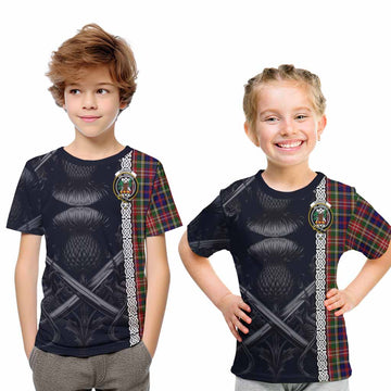 Christie Tartan Kid T-Shirt with Family Crest Cross Sword Thistle Celtic Vibes