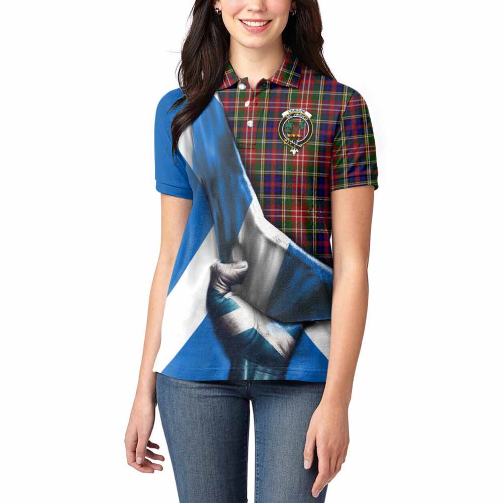 Tartan Vibes Clothing Christie Tartan Women's Polo Shirt with Family Crest Scotland Patriotic Style