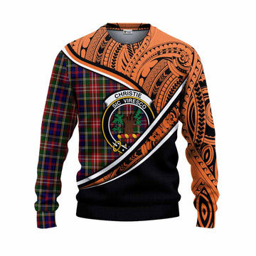 Christie Crest Tartan Knitted Sweater with Polynesian Vibes Style - Orange Version