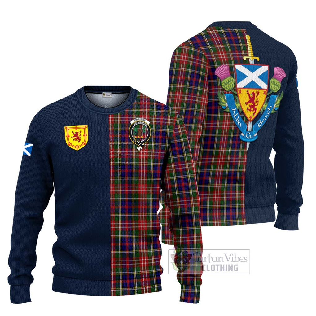 Tartan Vibes Clothing Christie Tartan Knitted Sweater with Scottish Lion Royal Arm Half Style