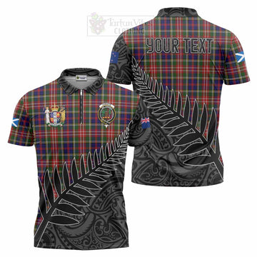 Christie Crest Tartan Zipper Polo Shirt with New Zealand Silver Fern Half Style