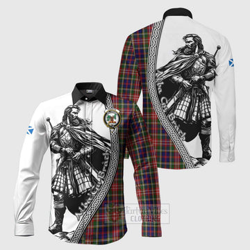 Christie Tartan Clan Crest Long Sleeve Button Shirt with Highlander Warrior Celtic Style