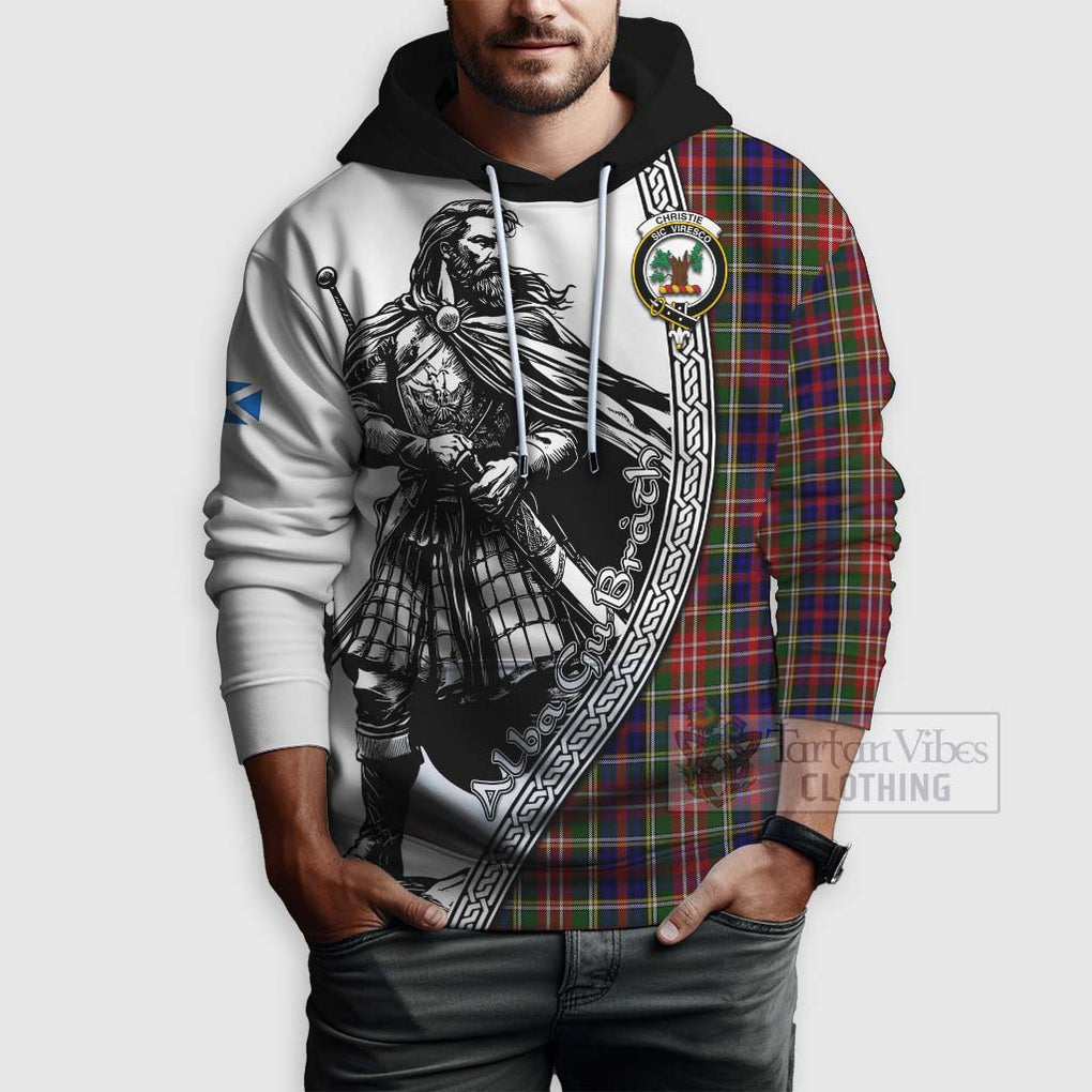 Tartan Vibes Clothing Christie Tartan Clan Crest Hoodie with Highlander Warrior Celtic Style