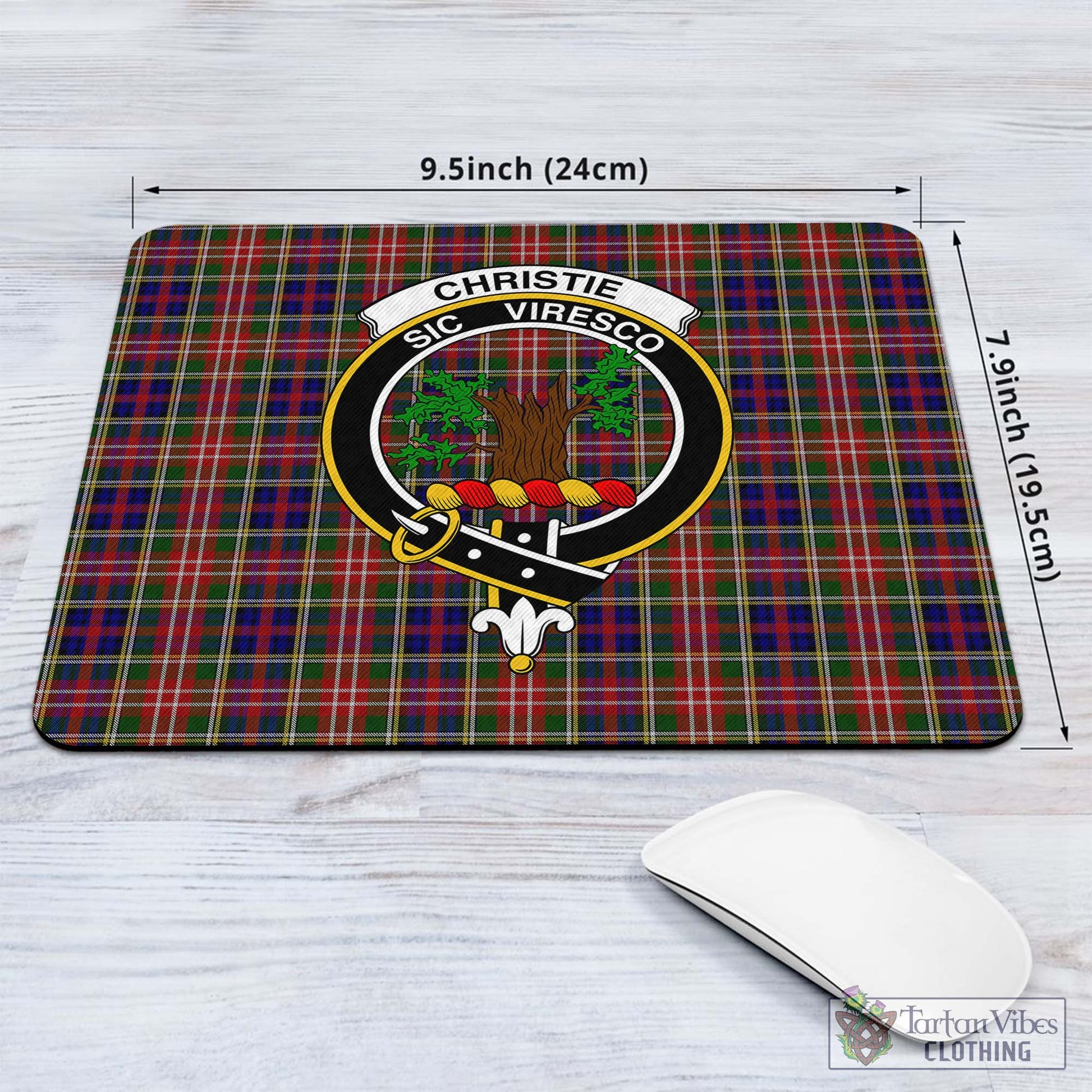 Tartan Vibes Clothing Christie Tartan Mouse Pad with Family Crest