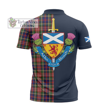 Christie Tartan Zipper Polo Shirt Alba with Scottish Lion Royal Arm Half Style