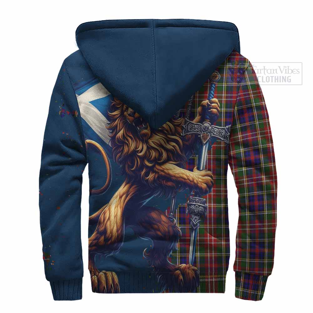 Tartan Vibes Clothing Christie Tartan Family Crest Sherpa Hoodie with Scottish Majestic Lion