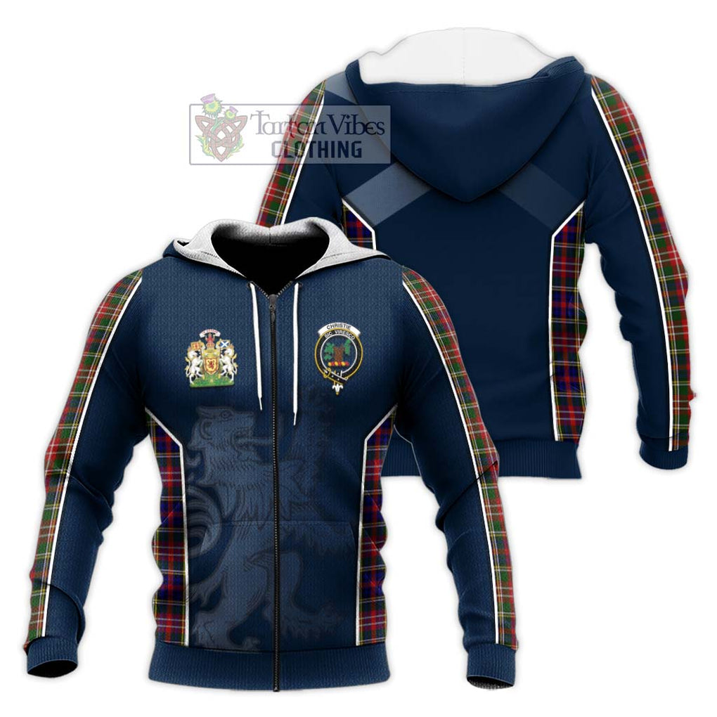 Christie Tartan Knitted Hoodie with Family Crest and Lion Rampant Vibes Sport Style Unisex Knitted Zip Hoodie - Tartan Vibes Clothing