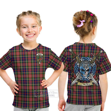 Christie Tartan Kid T-Shirt with Family Crest Celtic Skull Style