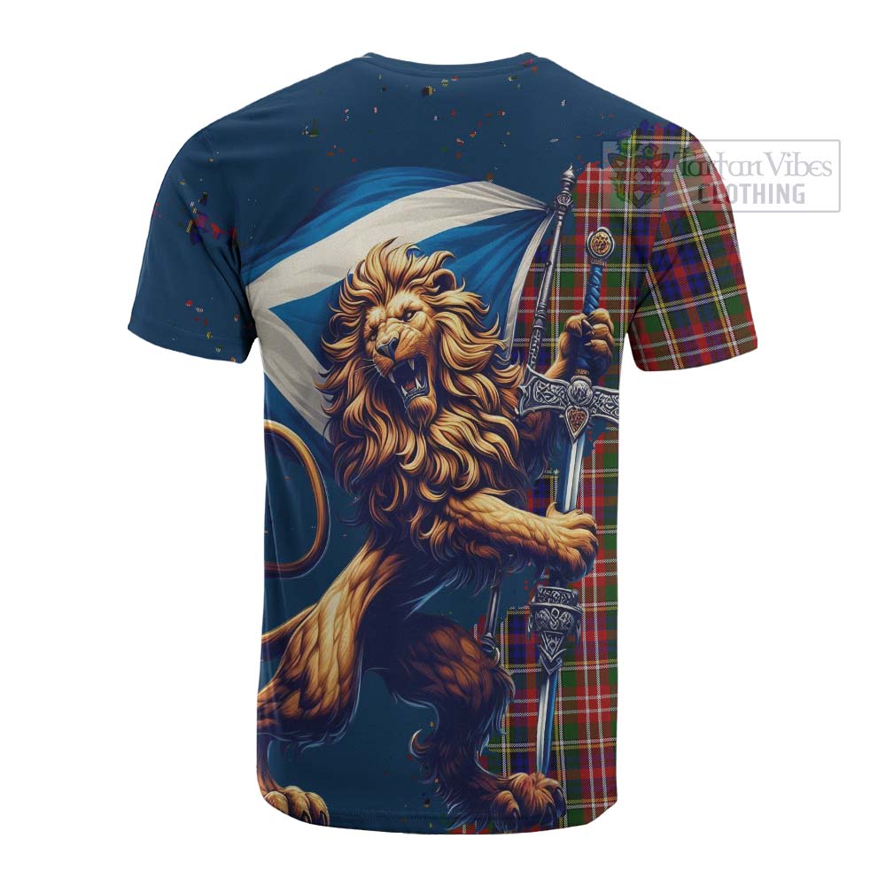 Tartan Vibes Clothing Christie Tartan Family Crest Cotton T-shirt with Scottish Majestic Lion