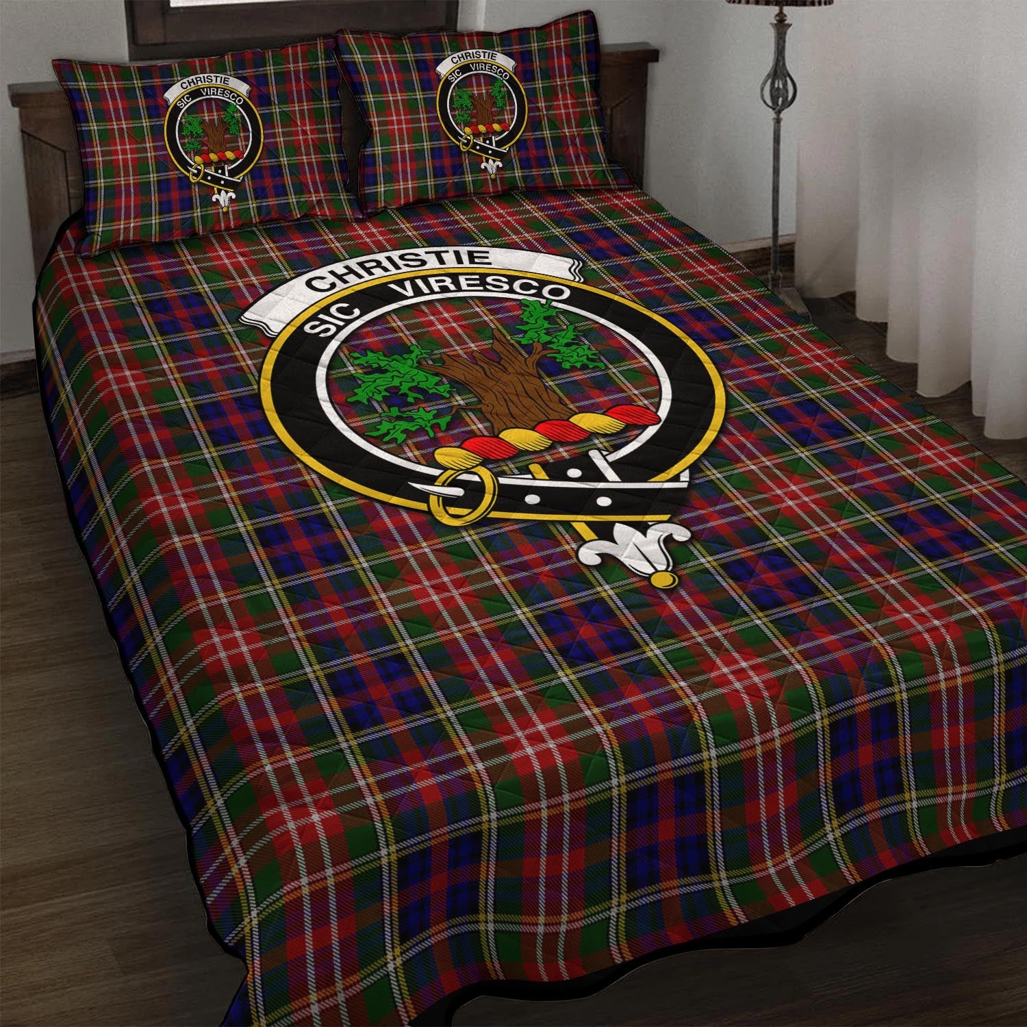 Christie Tartan Quilt Bed Set with Family Crest - Tartan Vibes Clothing