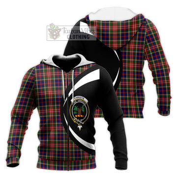 Christie Tartan Knitted Hoodie with Family Crest Circle Style