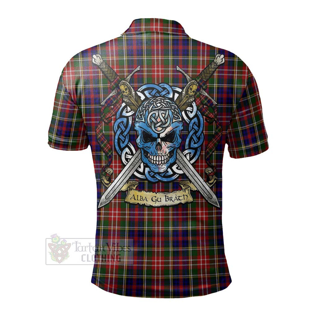 Tartan Vibes Clothing Christie Tartan Polo Shirt with Family Crest Celtic Skull Style