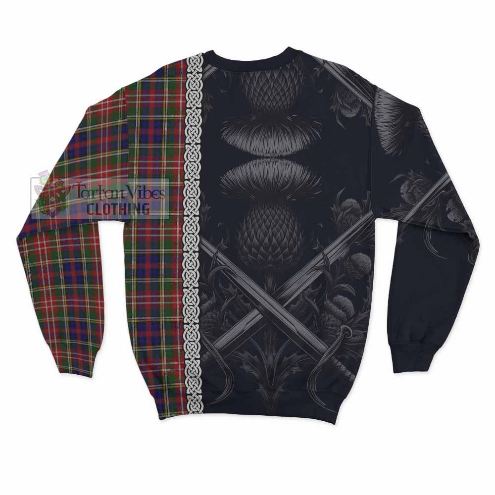 Tartan Vibes Clothing Christie Tartan Sweatshirt with Family Crest Cross Sword Thistle Celtic Vibes