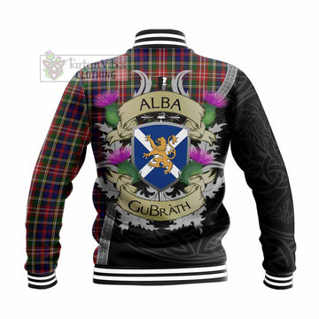 Christie Tartan Family Crest Baseball Jacket Lion Rampant Royal Thistle Shield Celtic Inspired - Tartan Vibes Clothing