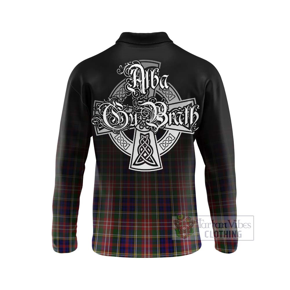 Tartan Vibes Clothing Christie Tartan Long Sleeve Polo Shirt Featuring Alba Gu Brath Family Crest Celtic Inspired