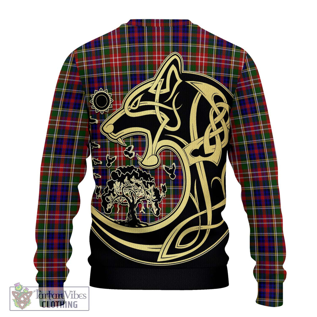 Christie Tartan Knitted Sweater with Family Crest Celtic Wolf Style - Tartan Vibes Clothing