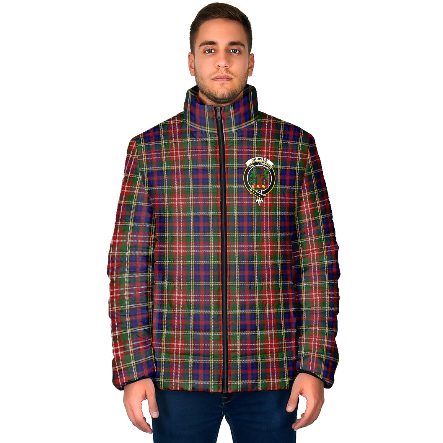 Christie Tartan Padded Jacket with Family Crest - Tartan Vibes Clothing