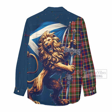 Christie Tartan Family Crest Women's Casual Shirt with Scottish Majestic Lion