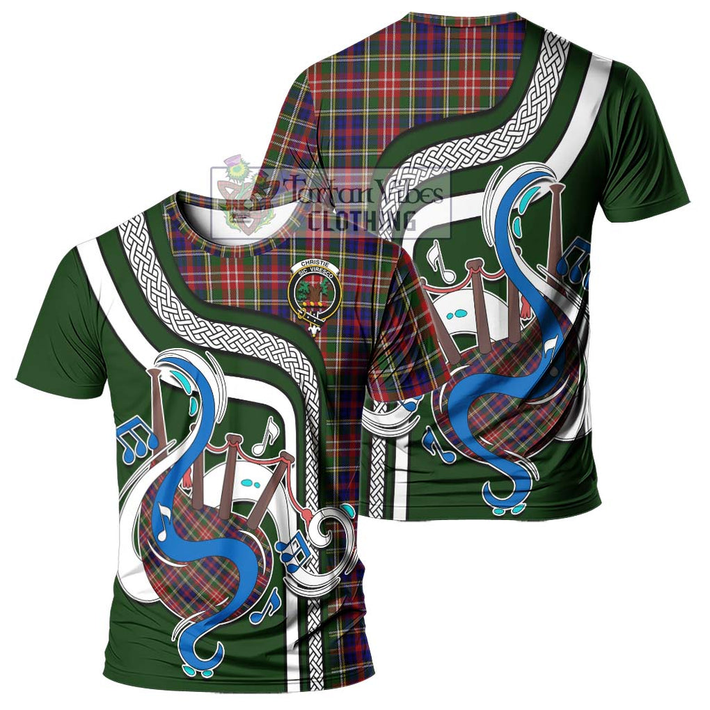 Christie Tartan T-Shirt with Epic Bagpipe Style - Tartanvibesclothing Shop