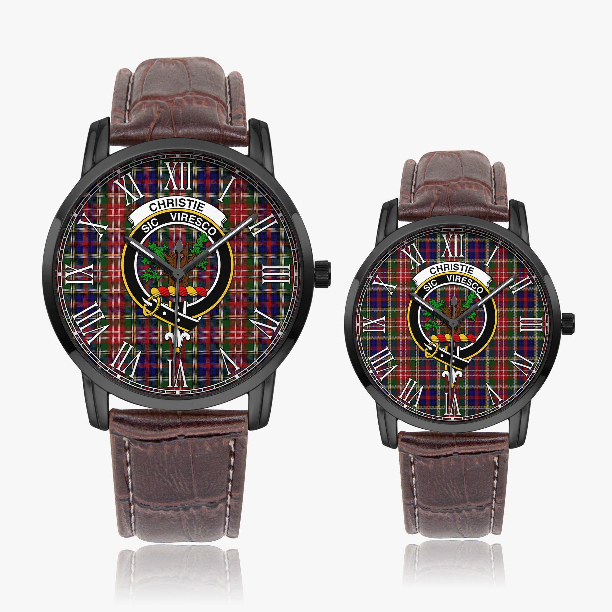 Christie Tartan Family Crest Leather Strap Quartz Watch - Tartanvibesclothing