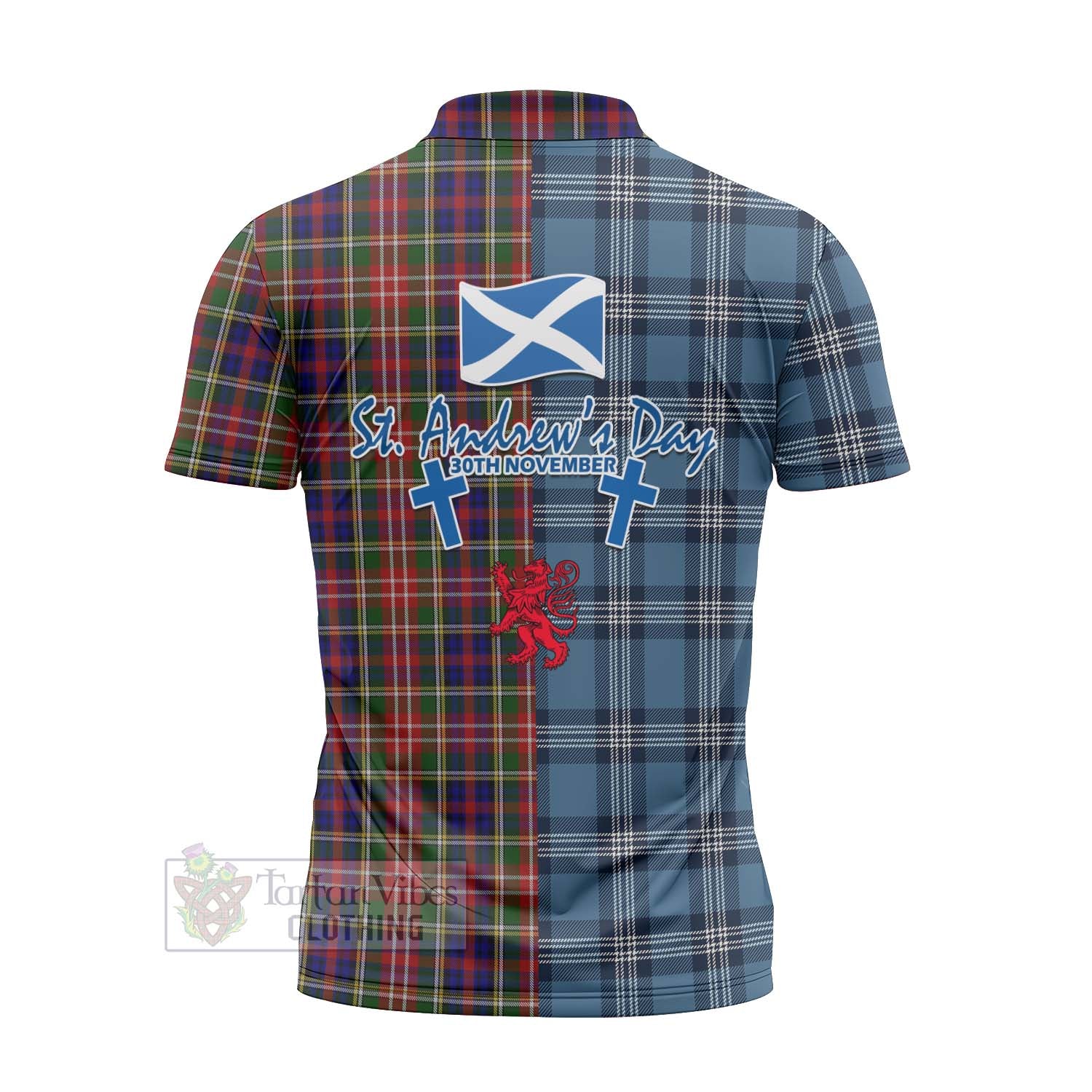 Tartan Vibes Clothing Christie Tartan Zipper Polo Shirt Happy St. Andrew's Day Half Tartan Style