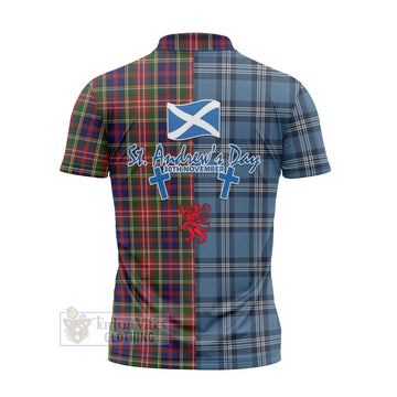 Christie Tartan Zipper Polo Shirt Happy St. Andrew's Day Half Tartan Style