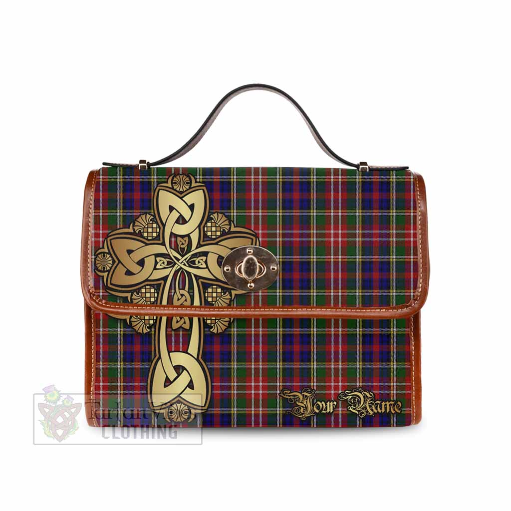 Tartan Vibes Clothing Christie Tartan Waterproof Canvas Bag Golden Thistle Celtic Cross Style